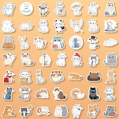 Miniatura 3 de 102 calcomanías de gato, lindas calcomanías de gato de animales para adultos, vinilo de dibujos animados de diseño único, impermeable, estético,