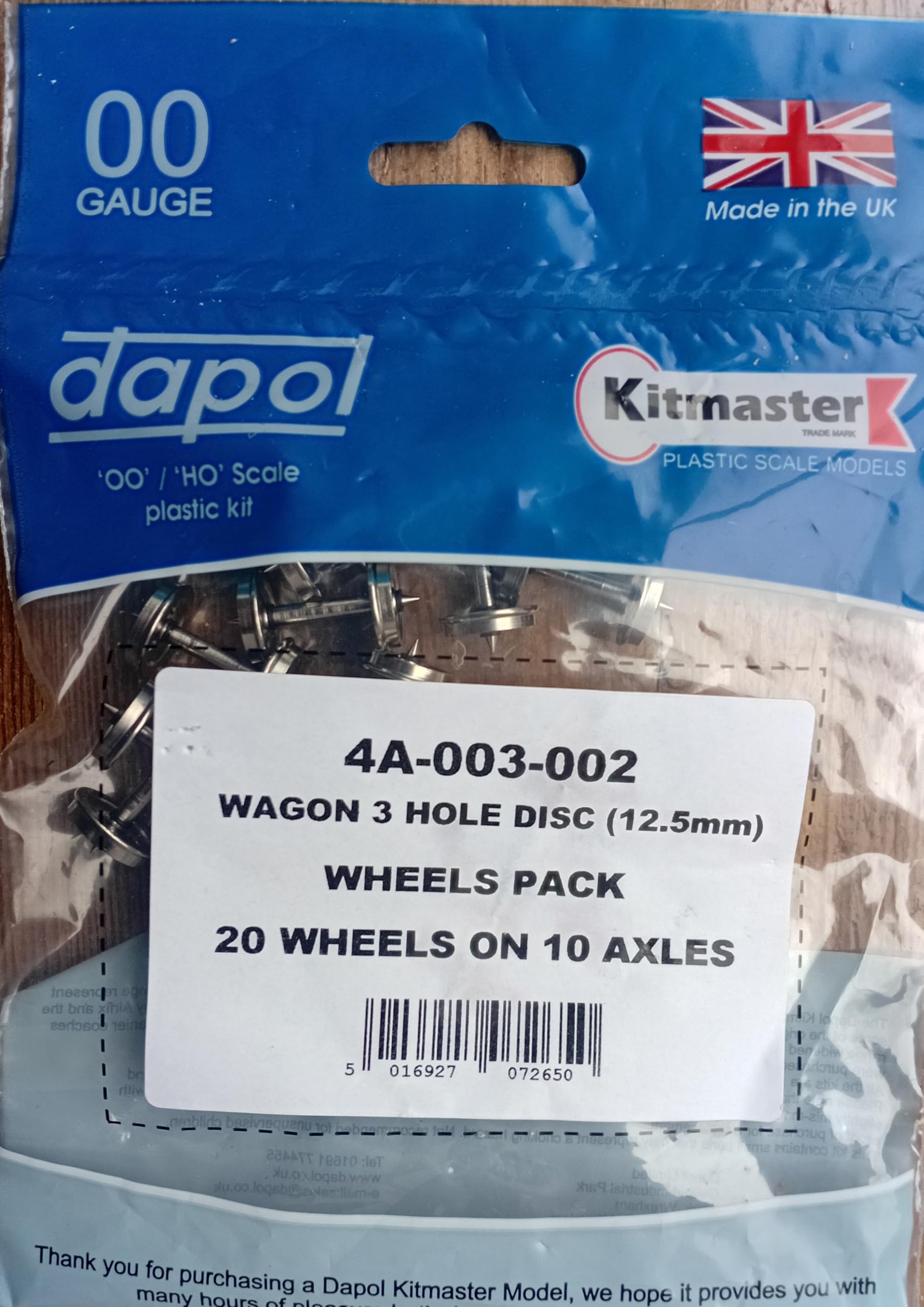 Dapol 4A-003-002 wagon 3 hole Disvc (12.5mm) 00g