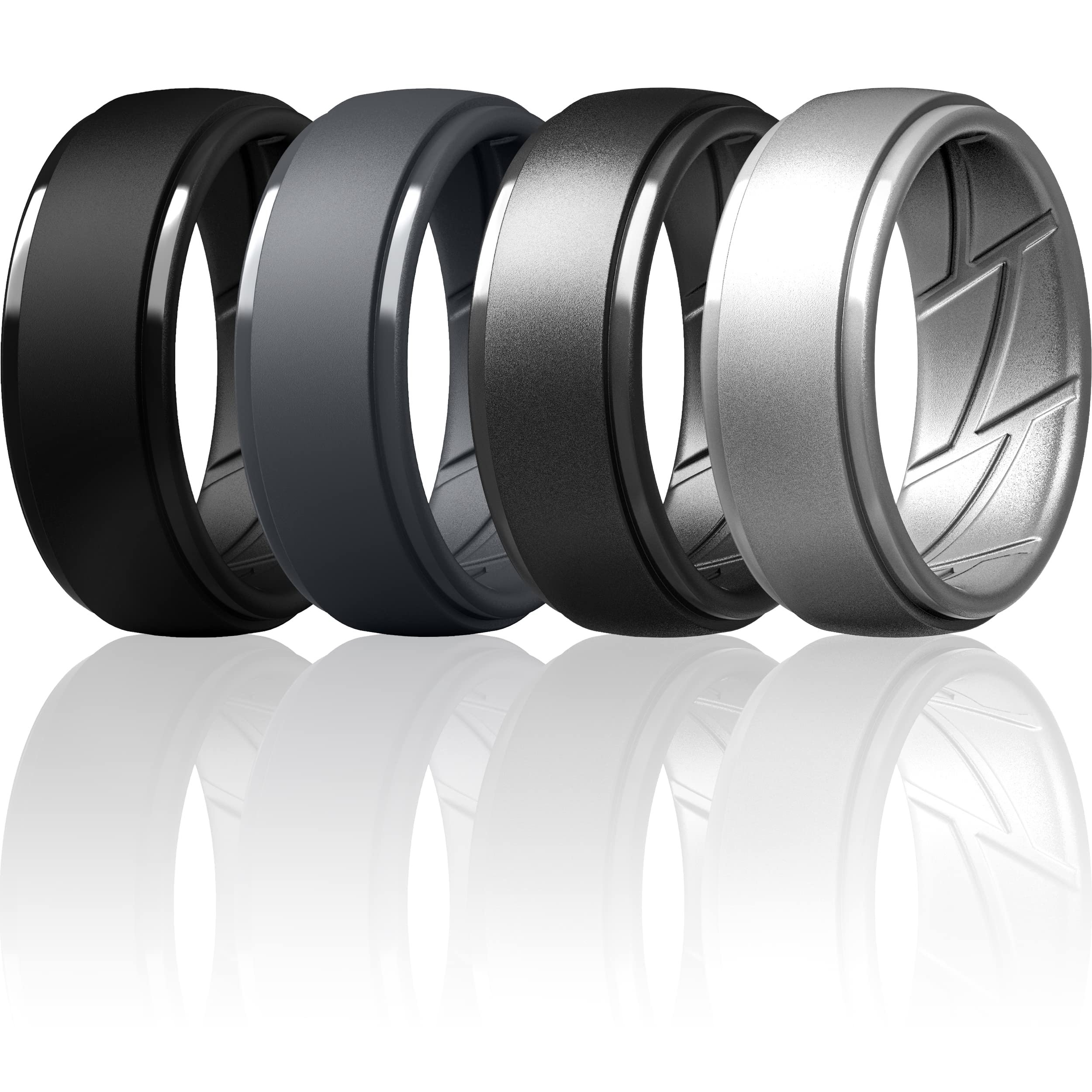 ThunderFitMen's Silicone Rings 10mm Wide 2.5mm Thick Rubber Bands, Breathable, Variety Multipack 1-10