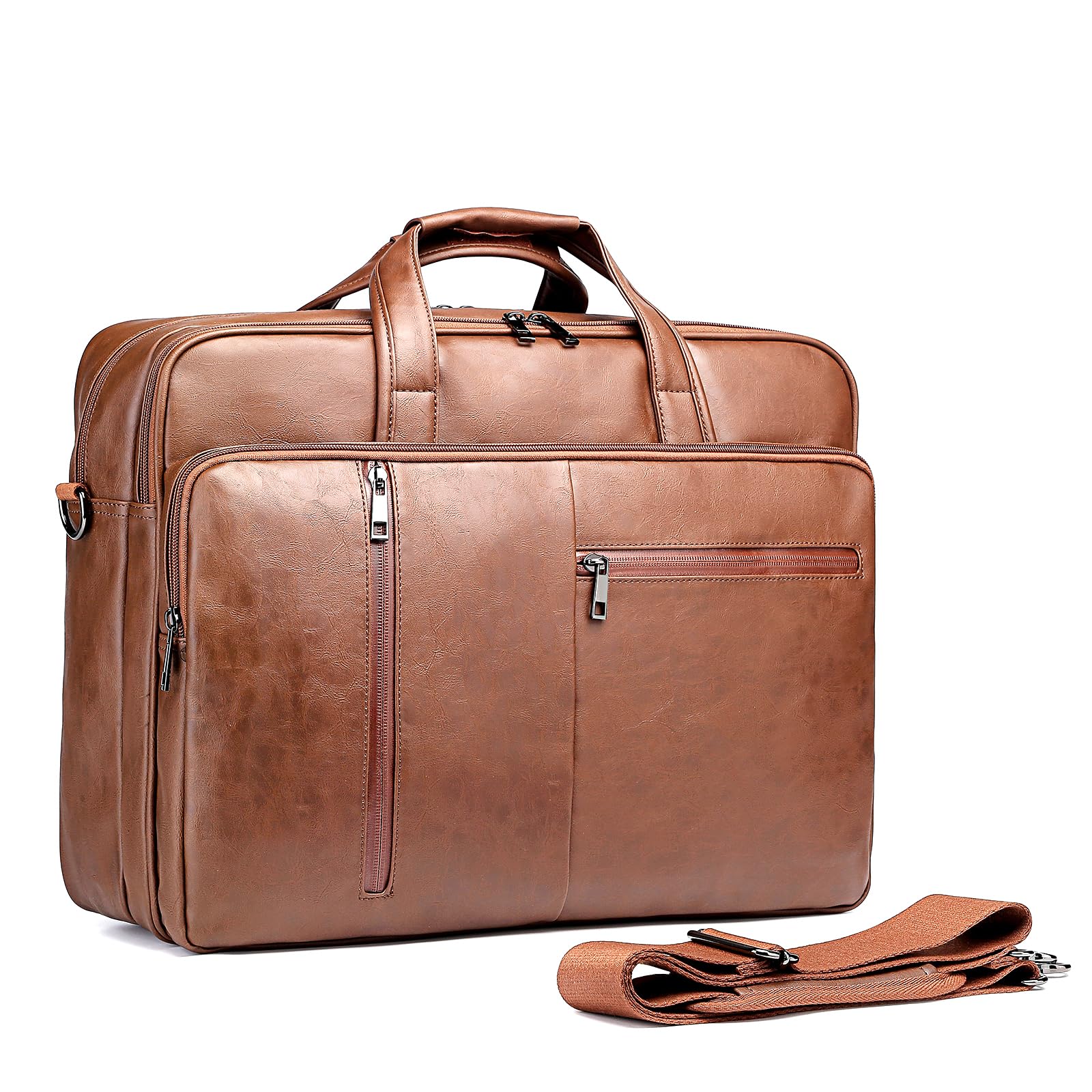 seyfocniaMen's Leather Messenger Laptop Bag, Faux Leather Handbag for Adults