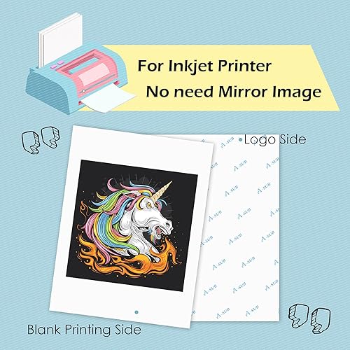 Miniatura 5 de A-SUB Papel de transferencia de calor imprimible por inyección de tinta para telas oscuras, 20 hojas de 8.5 x 11 pulgadas, para hacer camisetas