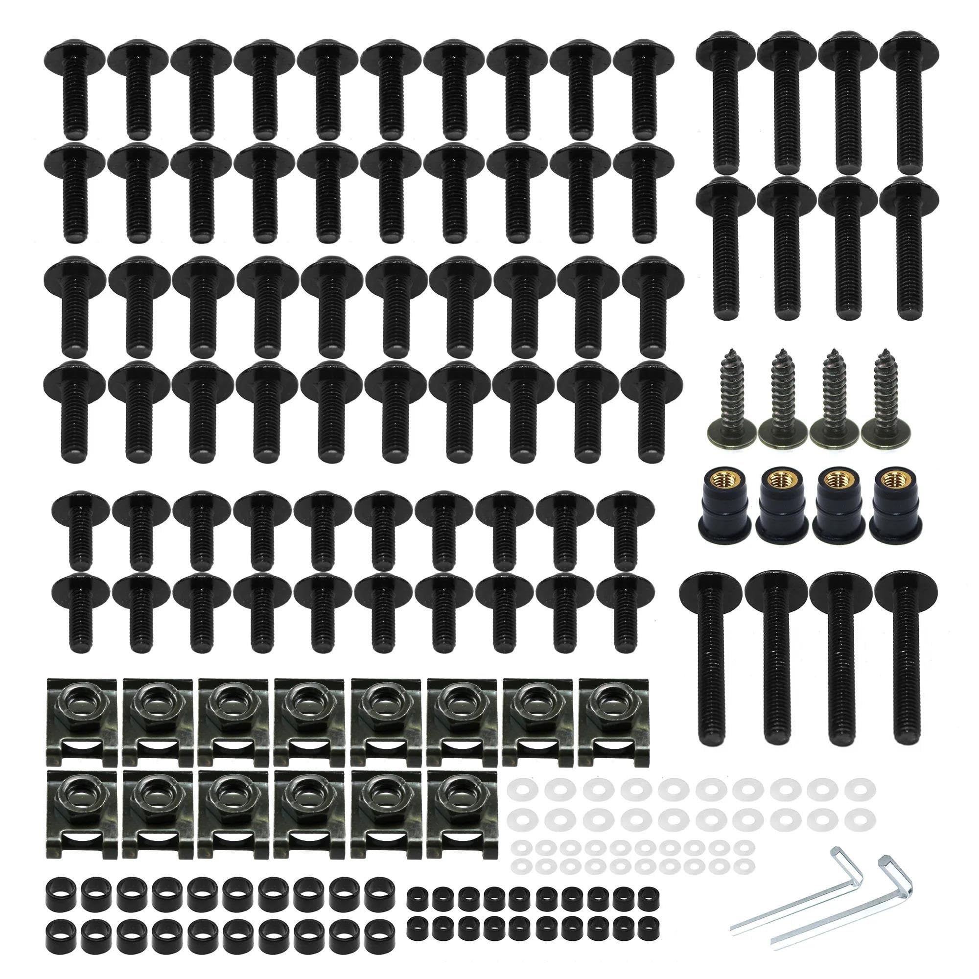 177pcs Fairing Bolts Motorcycle Screws Body Nuts For Z750 For Z900 For Z1000 For Z800 For Versys 650 For Er6n CNC Alloy(Black)