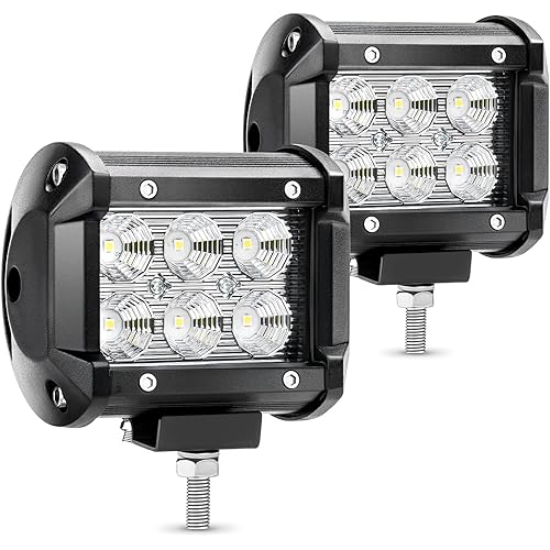 AUTOSAVER88 2PCS 4Inch Flood LED Pods Lights 18W LED Work Light IP68 Waterproof Offroad Lights for Truck Pickup SUV ATV