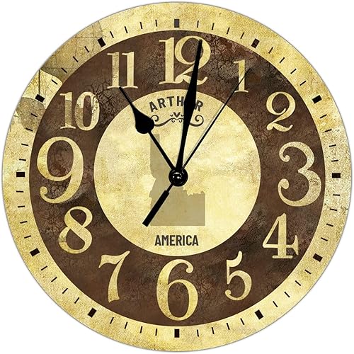 Reloj de pared de Estados Unidos retro Idaho de 10 pulgadas, reloj de pared Idaho mapa funciona con pilas, decoración de pared rústica silenciosa