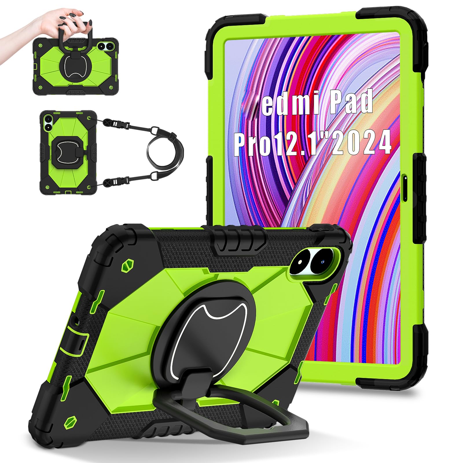 Compatible with Xiaomi Redmi Pad Pro 12.1"/Poco Pad 12.1" Case,Shockproof Protective Compatible with Redmi Pad Pro 12.1" Tablet w/Kickstand/Hand Strap