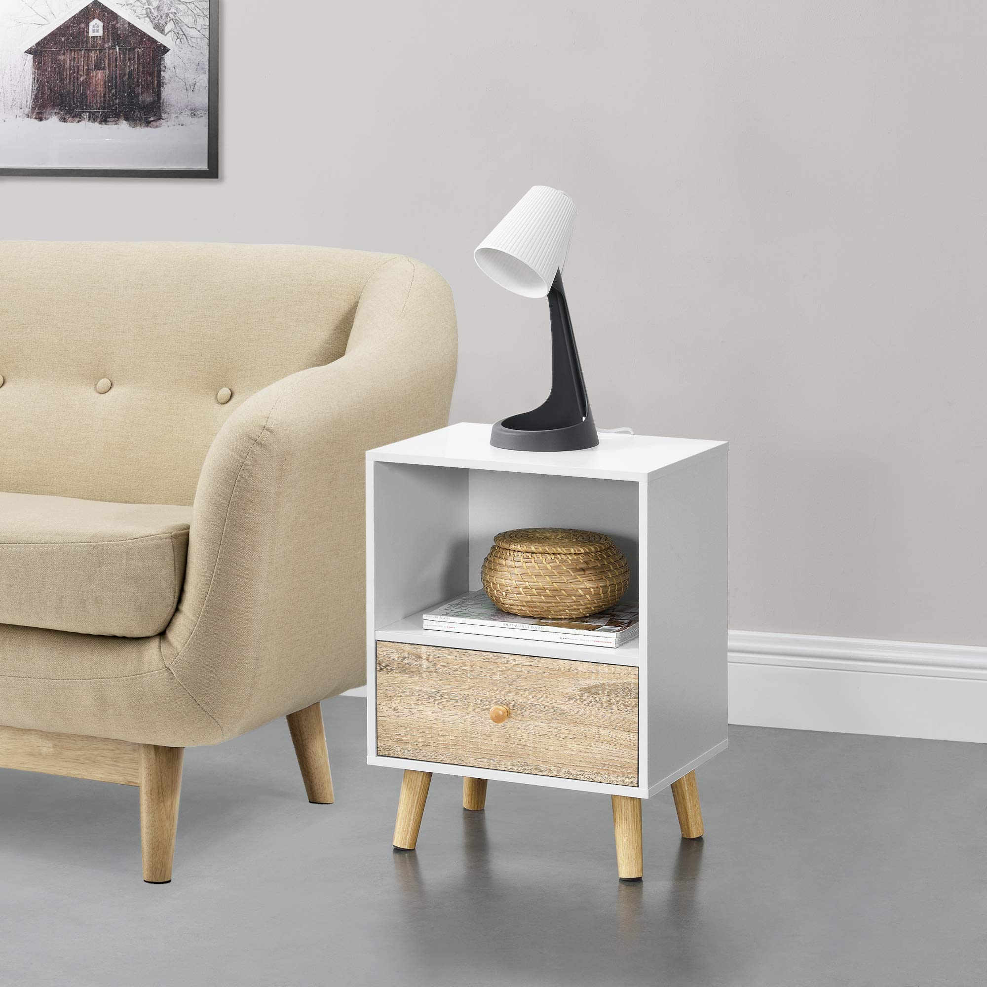 2 Comodini Moderni Con Cassetto - Grigio Scuro, 57x42x40 Cm, Per Camera Da Letto