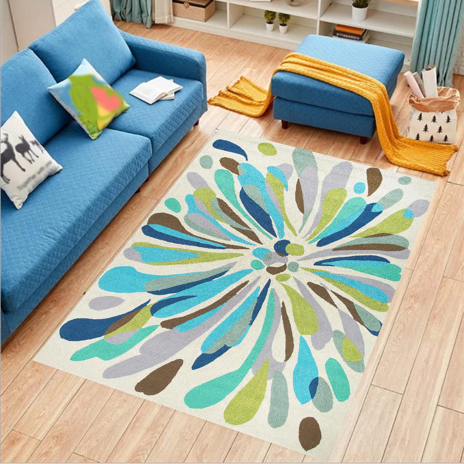 Amazon | ラグ カーペット,Blue,200 x 250 cm,モダン ダークブルー