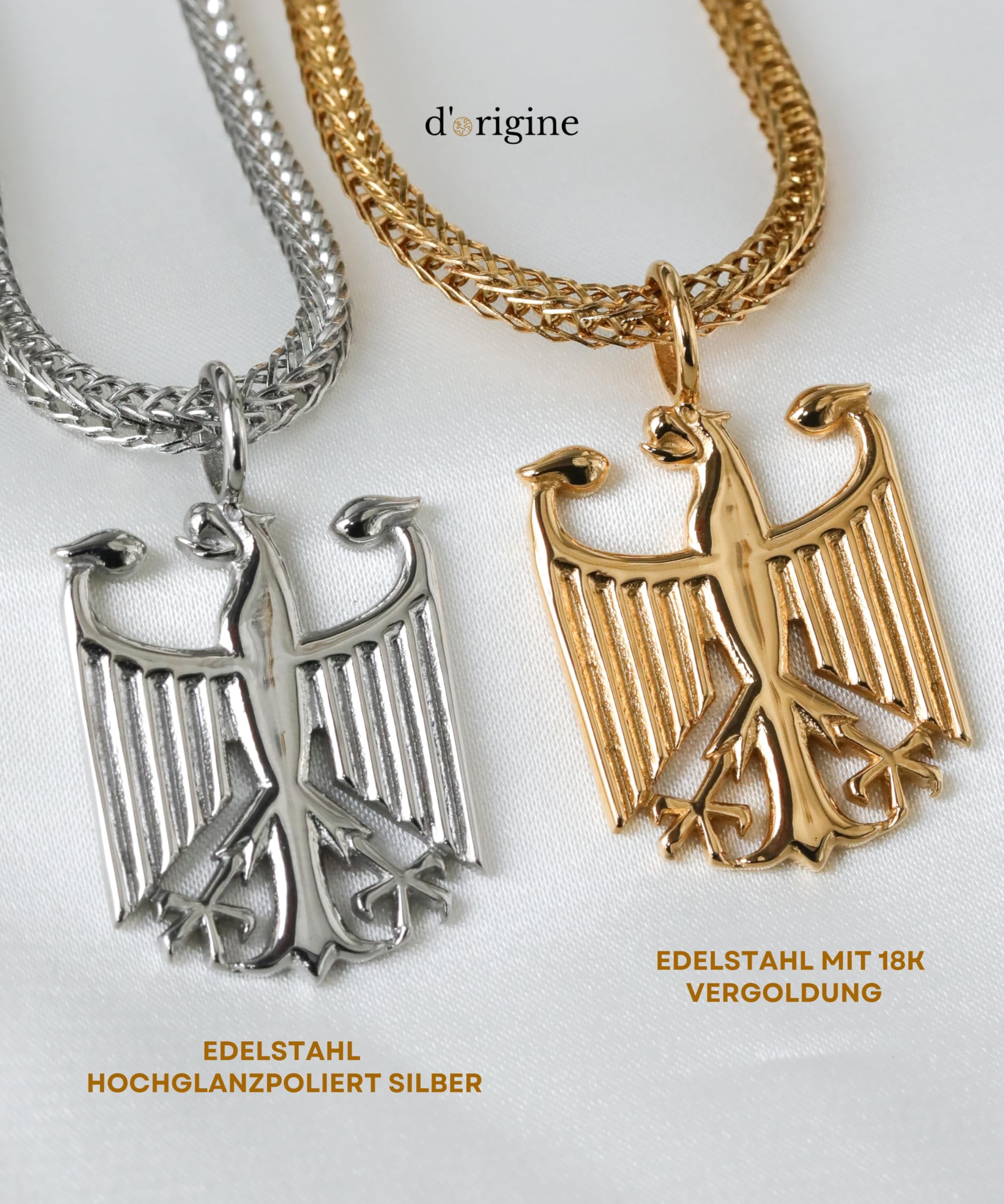 Deutschland Kette Herren – Bundesadler Adler Anhänger Halskette Edelstahl