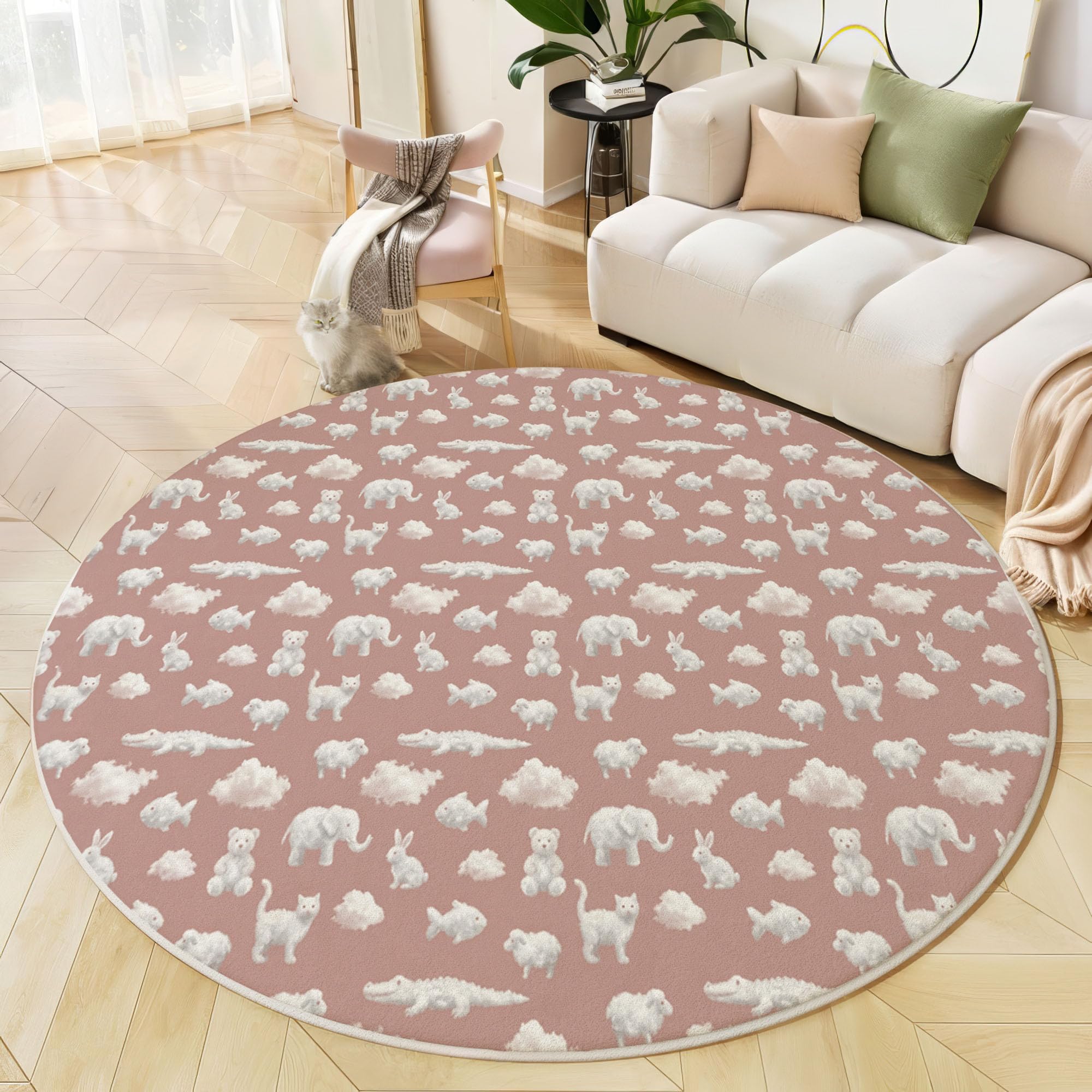 Tapis Animaux De Dessin Animé Mignons Rond 160cm