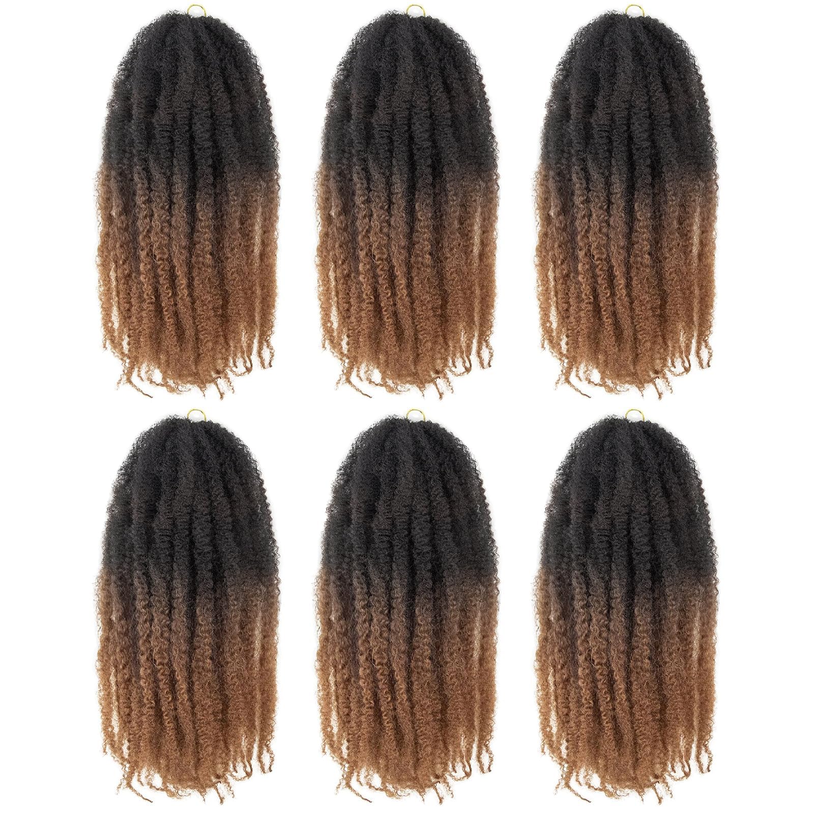 Toyotress Marley Twist Braiding Hair - 16 Inch Ombre Brown for Faux Locs, Afro Kinky Curly Twist Crochet Hair Extensions Synthetic Braids (OT30-6P)