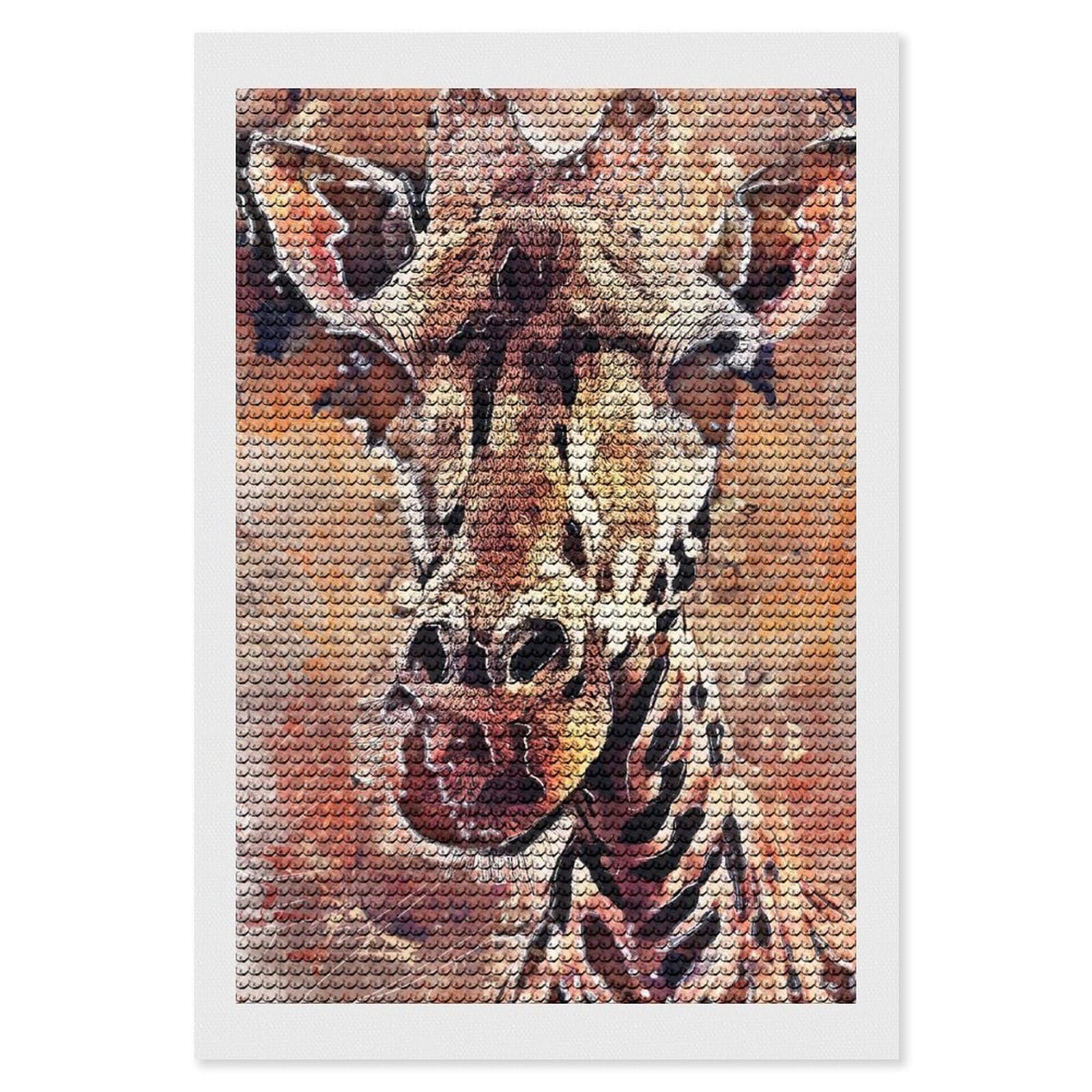 Junmoney Giraffe(3) Diamond Painting Canvas Set 8"x12", with Tool Kit, Easy to Enjoy, Home Wall Decor, Thoughtful Handmade Gift