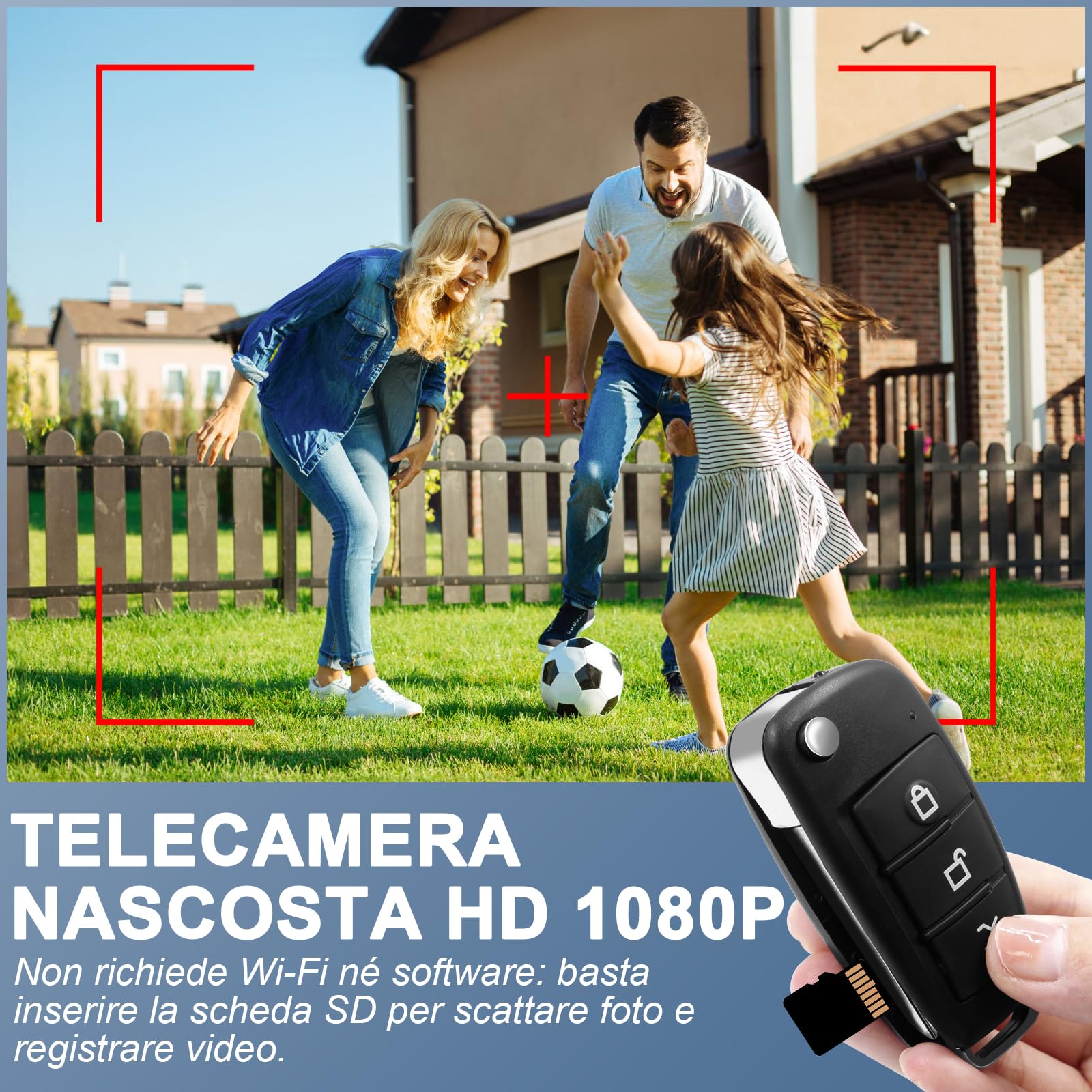 Mini Telecamera Spia Nascosta, Microtelecamera Spia Nascosta | Telecamera Nascosta 2 in 1, MicroTelecamera HD 1080P, Rilevamento del Movimento, Registrazione in Loop