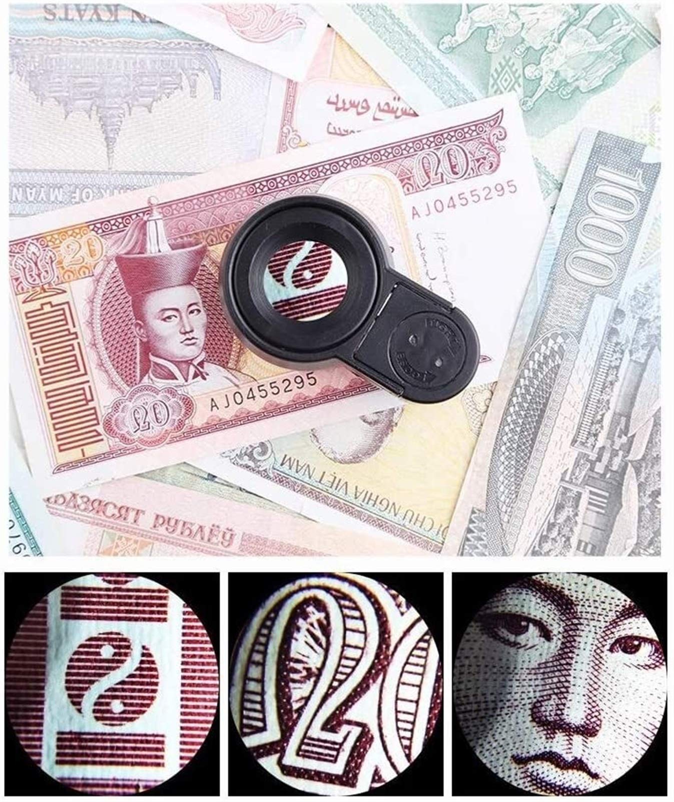 Lupa de Mano con luz LED, Lupa de Alta definición con luz Brillante, Lupa para Joyas y Monedas, Lupa giratoria para Diamantes, ayudas para la Lectura