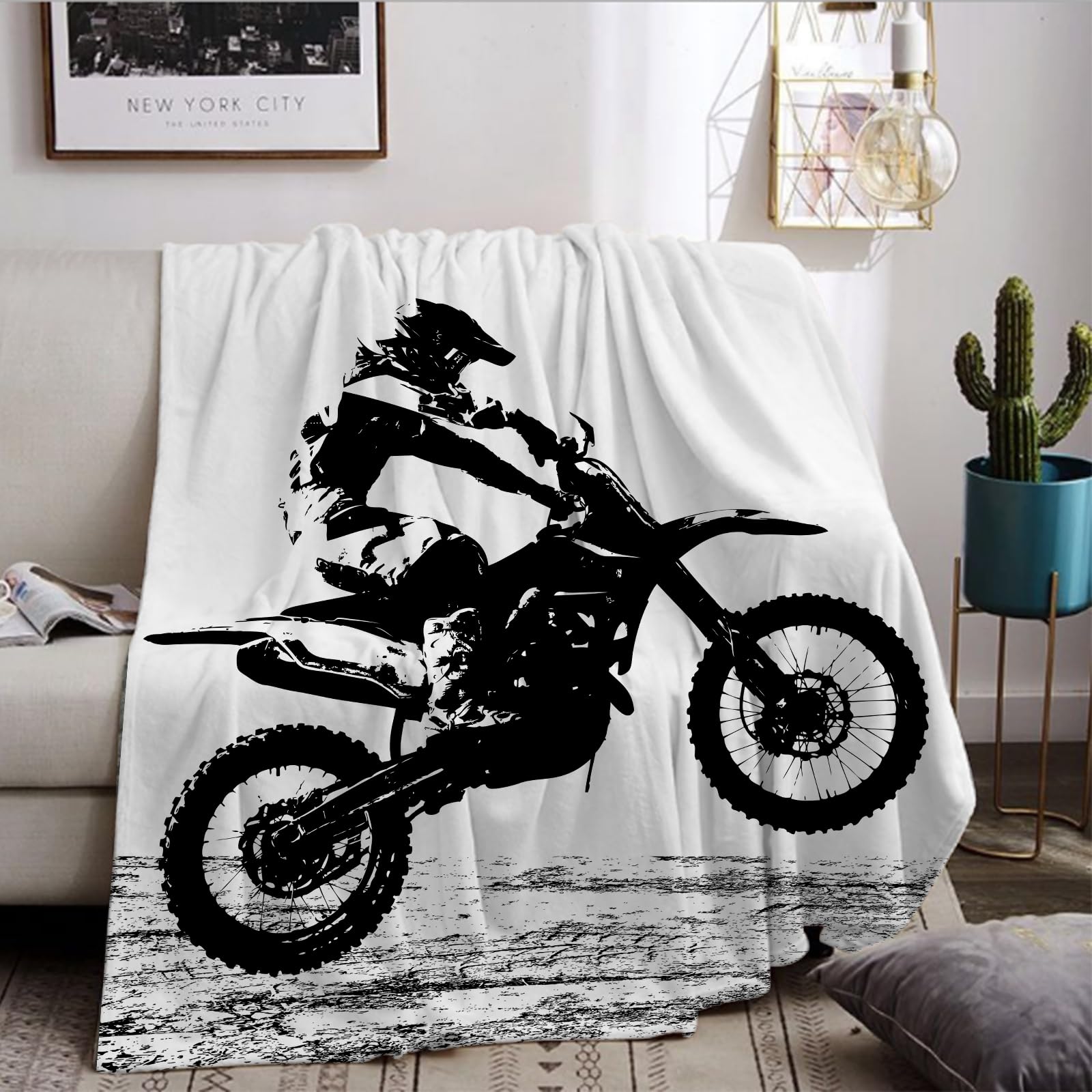 Coperta da motocross, morbida e leggera, per divano, camera