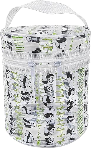 TotePrint - Bolsa de maquillaje cilíndrica transparente con estampado de animales, bolsa portátil impermeable con asa, ideal para mujeres y niñas,