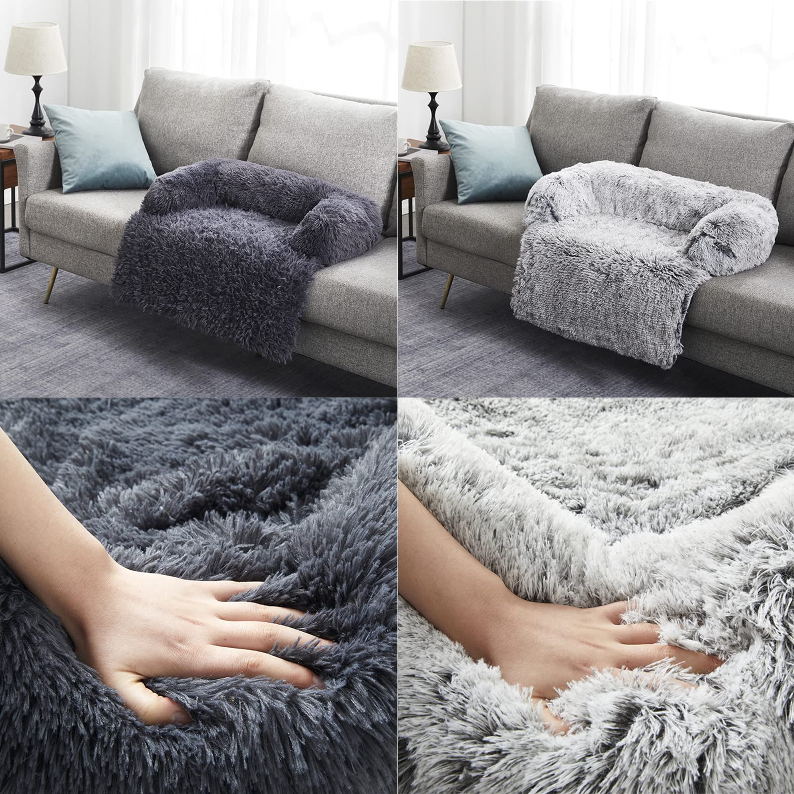 Cuscino Cane Grande Sfoderabile Cuscino per Cani per Divano Schiuma di Memoria 7d Cuccia per Cani da Interno Letto per Cani Morbida Coperte Tappetino con Cerniera (M, Grigio scuro)