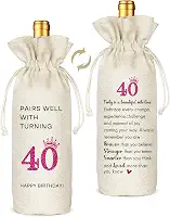 Presentes de aniversário de 40 anos para mulheres, presentes de aniversário de 40 anos para mulheres, saco de vinho, decoração divertida de festa de 40 anos, presentes de feliz aniversário, sacos de