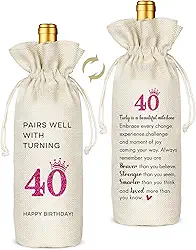 Presentes de aniversário de 40 anos para mulheres, presentes de aniversário de 40 anos para mulheres, saco de vinho, decoração divertida de festa de 40 anos, presentes de feliz aniversário, sacos de