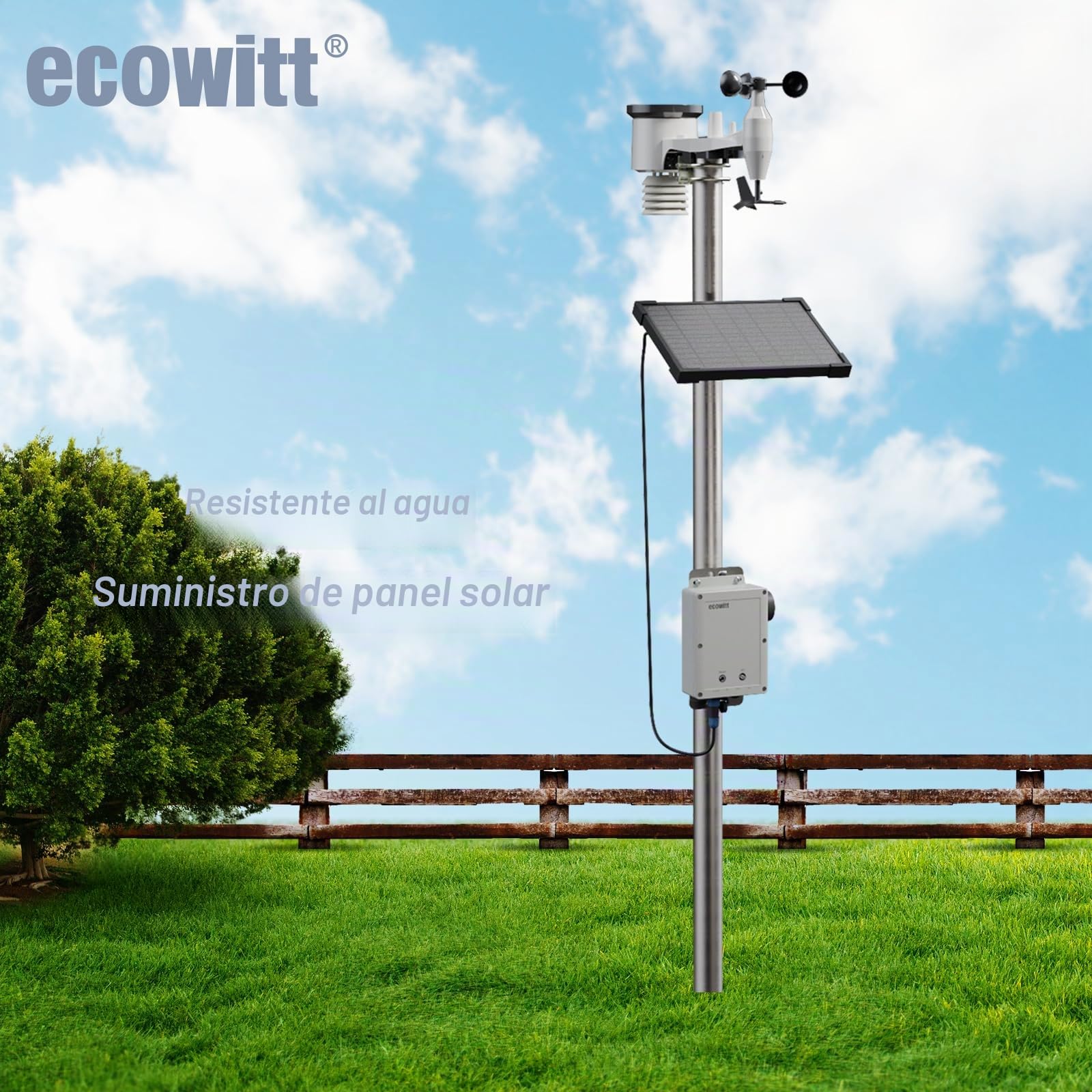 ECOWITT WittField Combo WS6211 - Estación meteorológica 4G y Wi-Fi con sensor externo 7 en 1 WS69, base IoT y panel solar