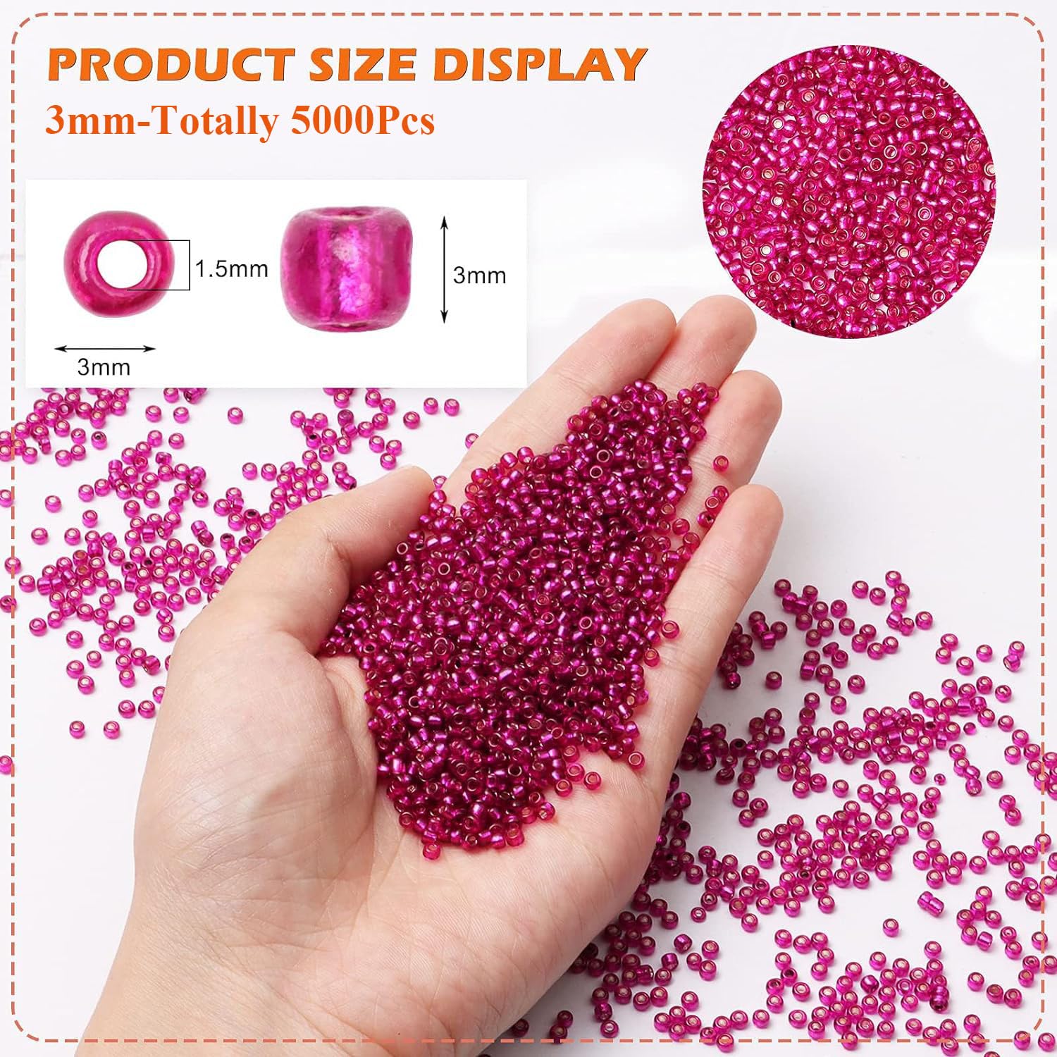 Gkelaly 3mm Wine Red Glass Seed Beads, 5000PCS for DIY Jewelry Making Bracelet, Necklace, Earring, Keychain and Crafting - Image 2