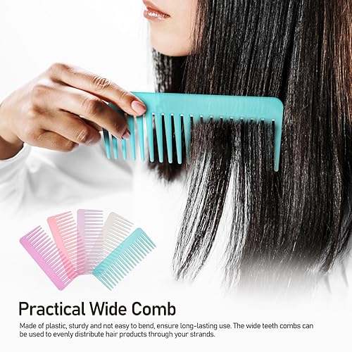 Miniatura 5 de 5 peines de dientes anchos para cabello rizado y húmedo en lavanda, transparente, azul, rosa, rosa, rojo, herramienta versátil para el cuidado del