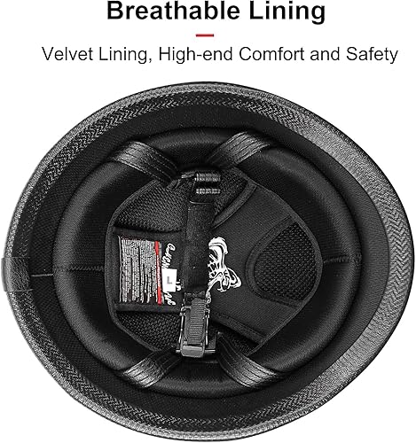 Miniatura 4 de Casco de motocicleta de estilo alemán, casco de cuero retro para adultos con diseño de calavera, casco abierto estilo vintage para motocicleta,