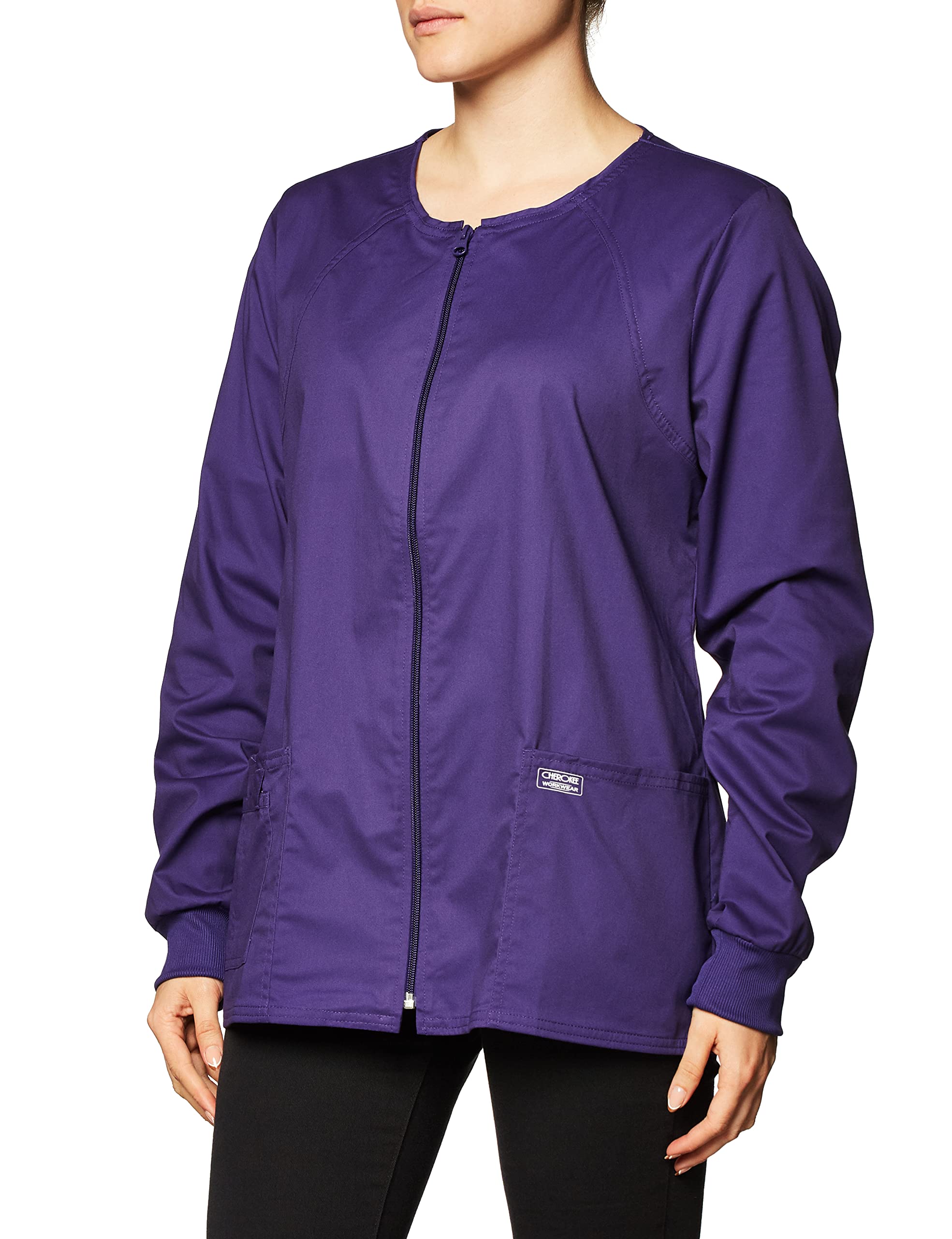CherokeeZip Front Scrub Jackets for Women, Workwear Core Stretch Soft Brushed Twill 4315