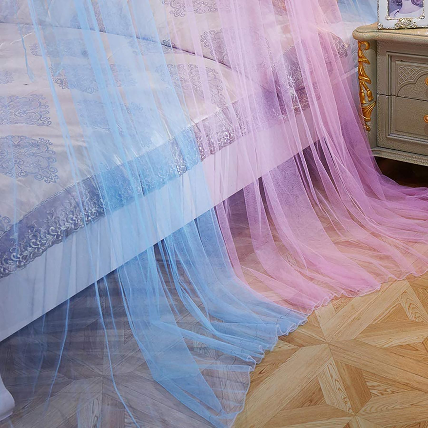 Dosel de cúpula Redonda, Cortinas de Cama, Cama de Princesa, Dosel de Red, mosquitera, Dosel de Cama, Cortina Colgante, Red para niños, cunas y Adultos,Pink Purple