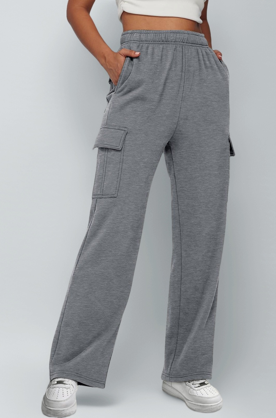 Womens Cargo Sweatpants Baggy Fleece High Waisted Joggers Sweat Pants Athletic Pants