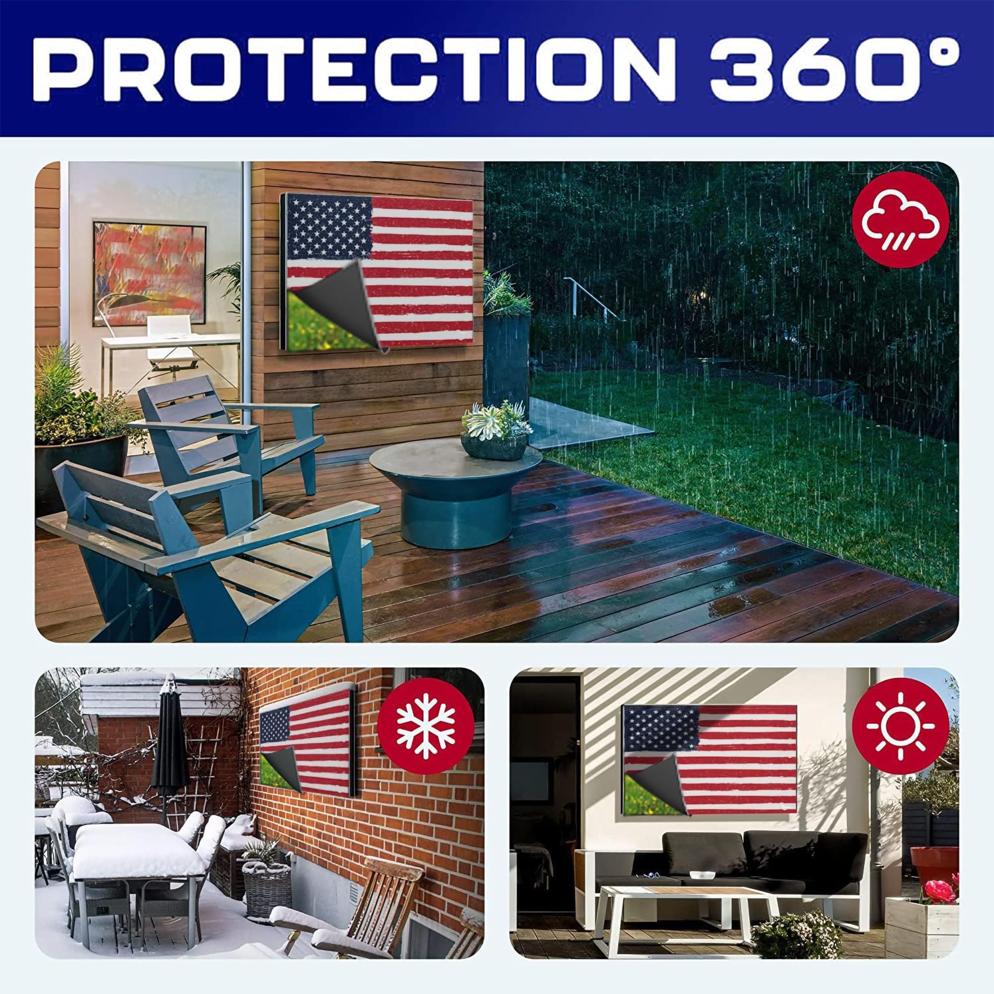 Funda de TV para exteriores de 75 pulgadas, resistente a la intemperie e impermeable, carcasa de TV para exteriores, protector de pantalla inteligente para TV exterior, cubierta para mudanza