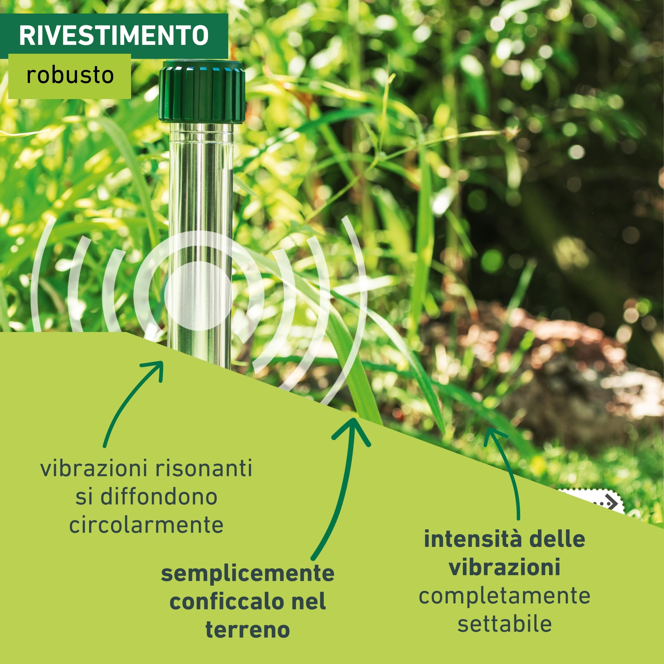 Windhager espulsore di Vole Alluminio, Repellente della Mole, Repellente della Talpa, Difesa della Talpa, Superficie Efficace ca. 800 m², 02130