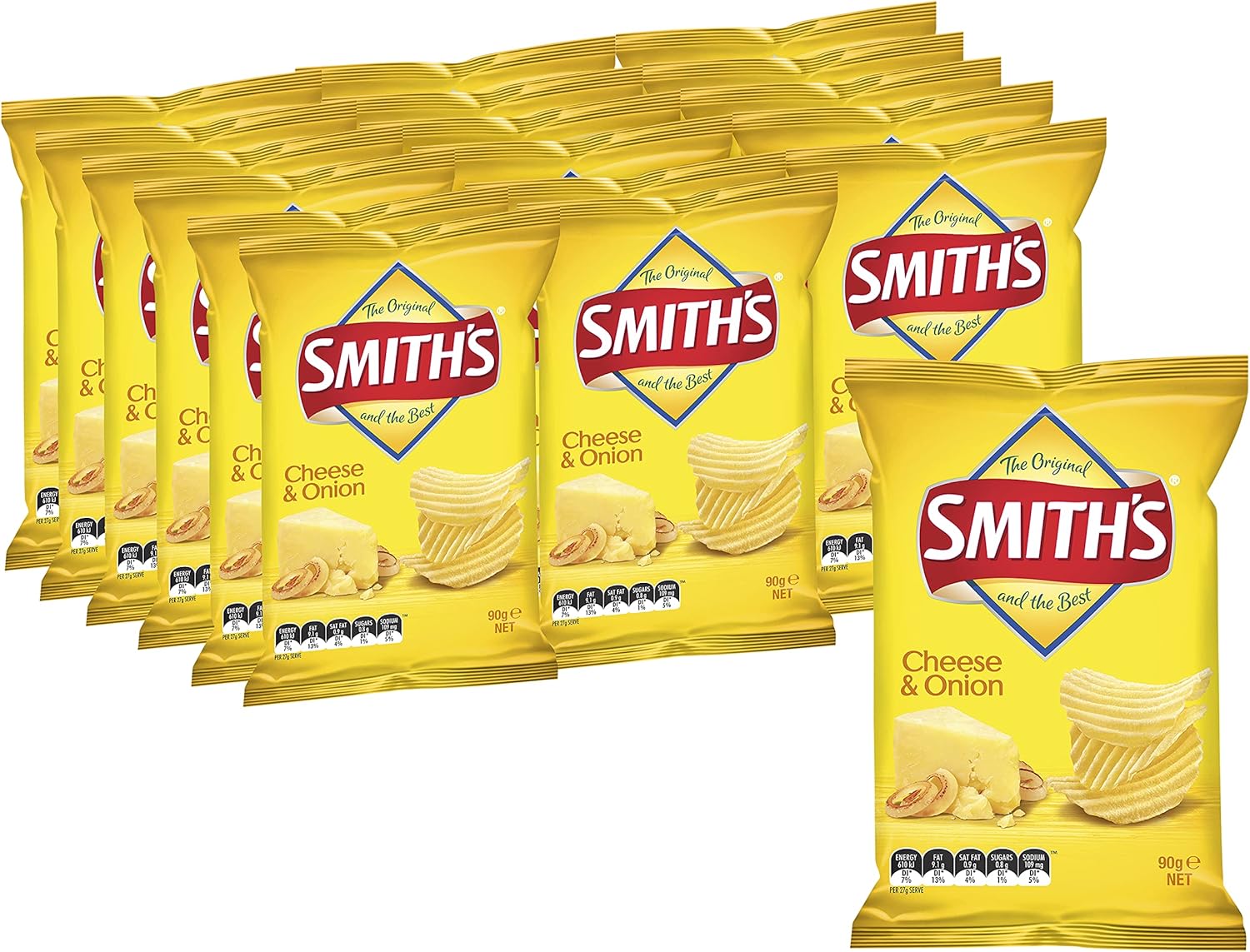 Smiths Crinkle Cut Cheese and Onion Potato Chips 18 X 90 Grams Everything Else