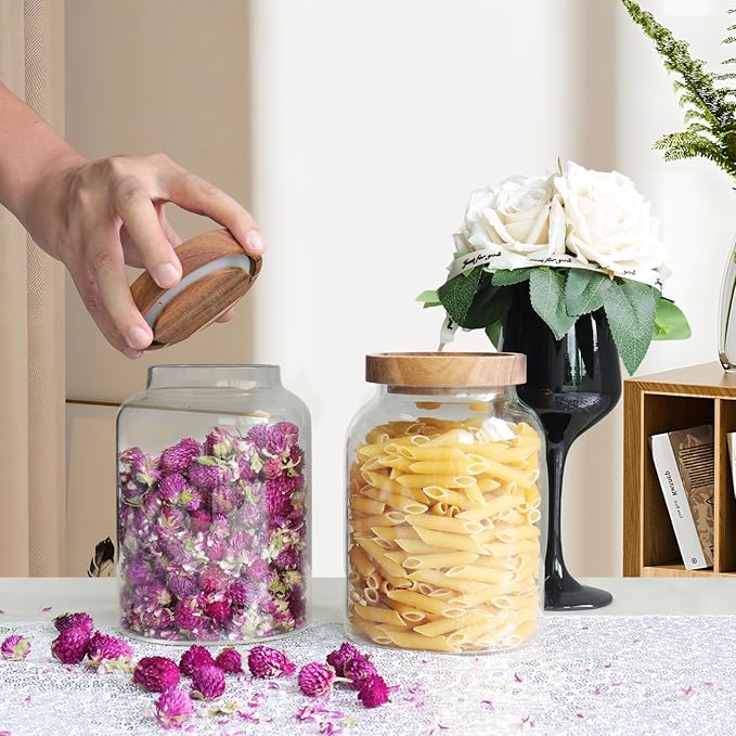 Frasco de Vidrio con Tapa de Madera y Cuchara 1200ml (2 Piezas) miniatura 2