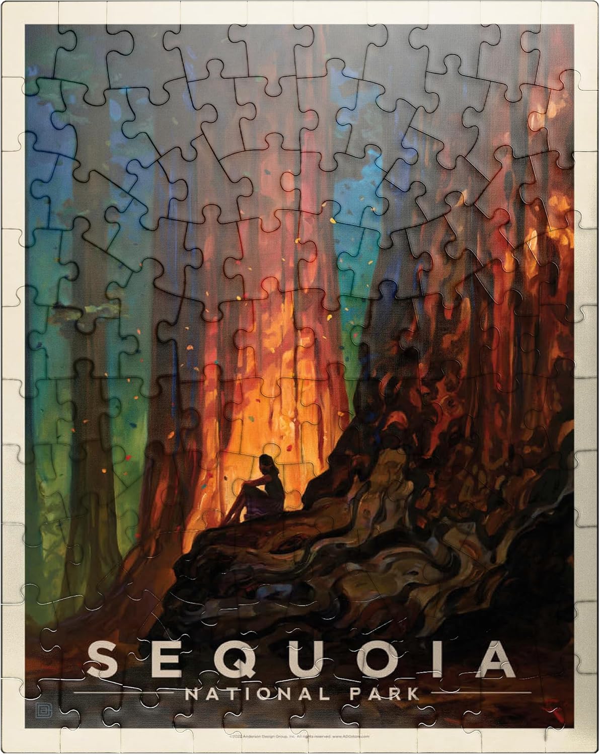 MyPuzzle Sequoia National Park: Nature's Cathedral, Vintage Poster - Premium 100 Piece Jigsaw Puzzle for Adults