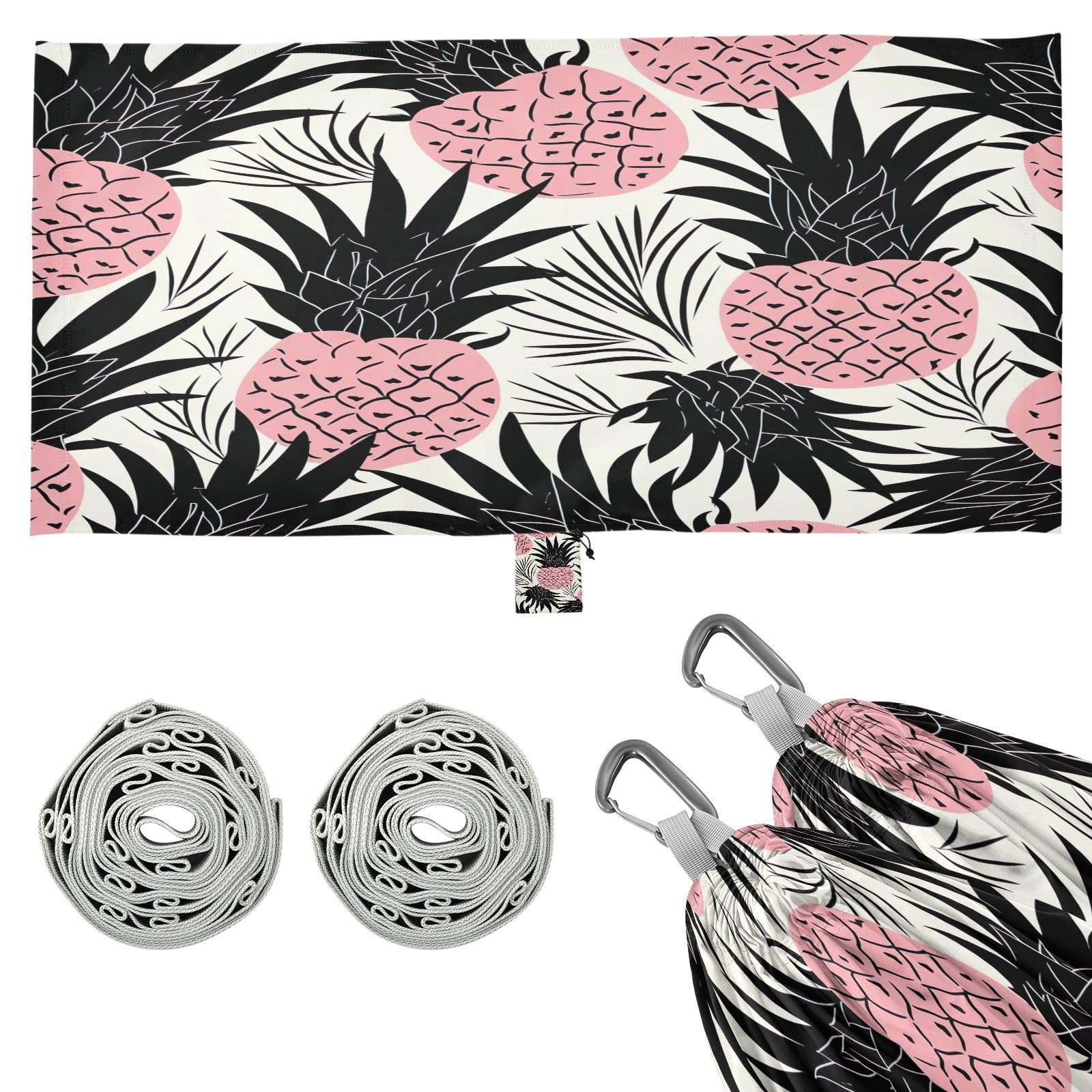 ATTX Pineapples Pattern Camping Hammock - Lightweight & Portable Hammocks, Heavy Duty 330lbs Capacity for Indoor, Hiking, Backpacking, Travel, Backyard, Beach#370