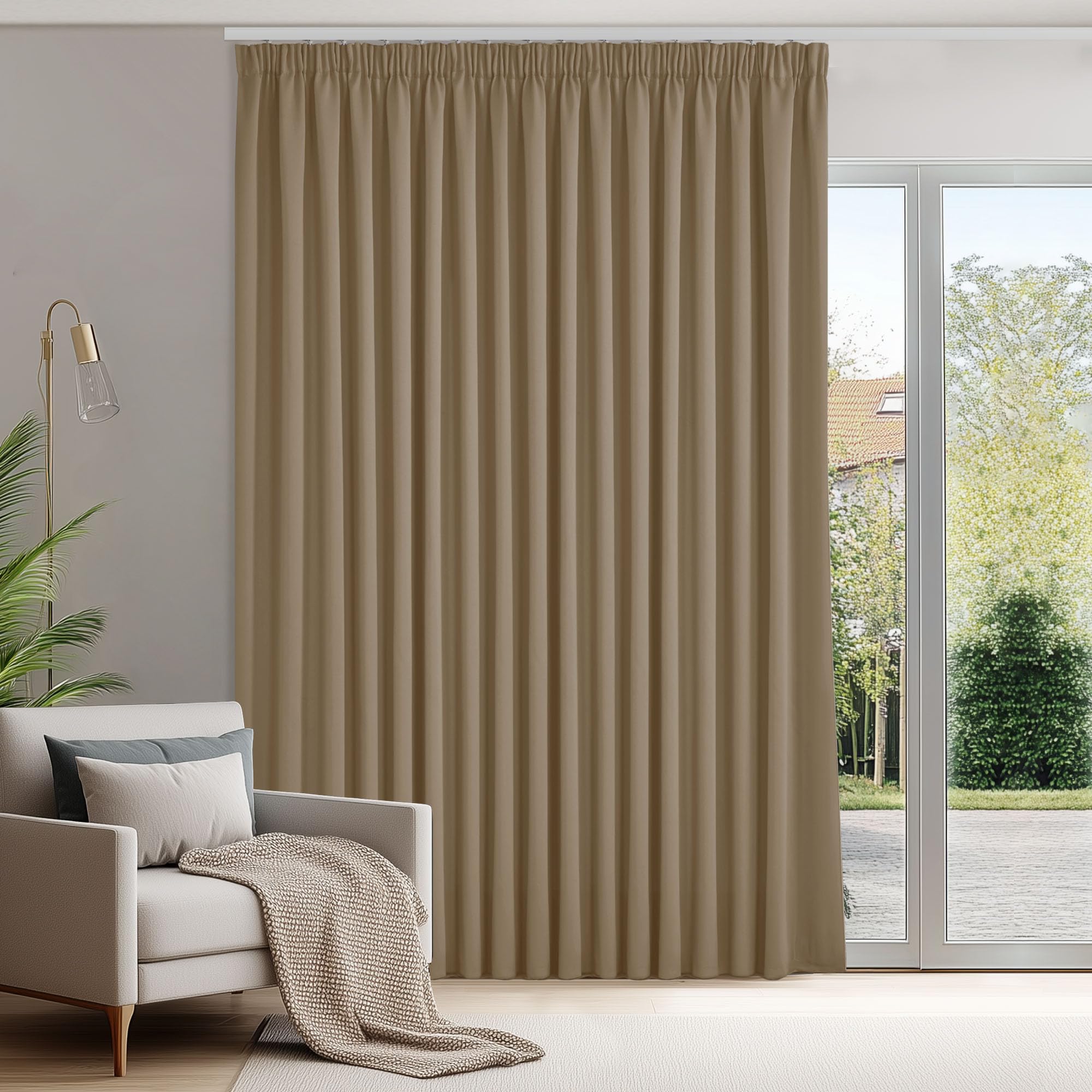 Deconovo Gardinen mit Kräuselband Blickdicht Vorhänge Kälteisolierend Thermovorhang für Balkontür Schlafzimmer 2 Stück