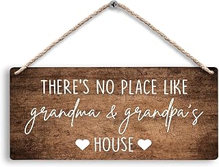 Grandma and Grandpa's House Hanging Wooden Signs 12x6, Grandma and Grandpa Gifts, Grandparents Gifts House Wall Decor, Grandkids Welcome Sign Decor Gifts for Grandma and Grandpa Grandparents