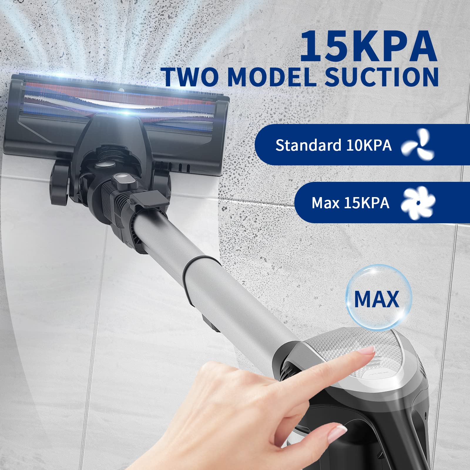 TMA Cordless Stick Vacuum Cleaner,6-in-1 Lightweight with Detachable Battery,Powerful Suction Wireless Handheld with 1.3L Dust Cup,4 HEPA Filter&LED Brush for Hard Floor Pet Hair T120