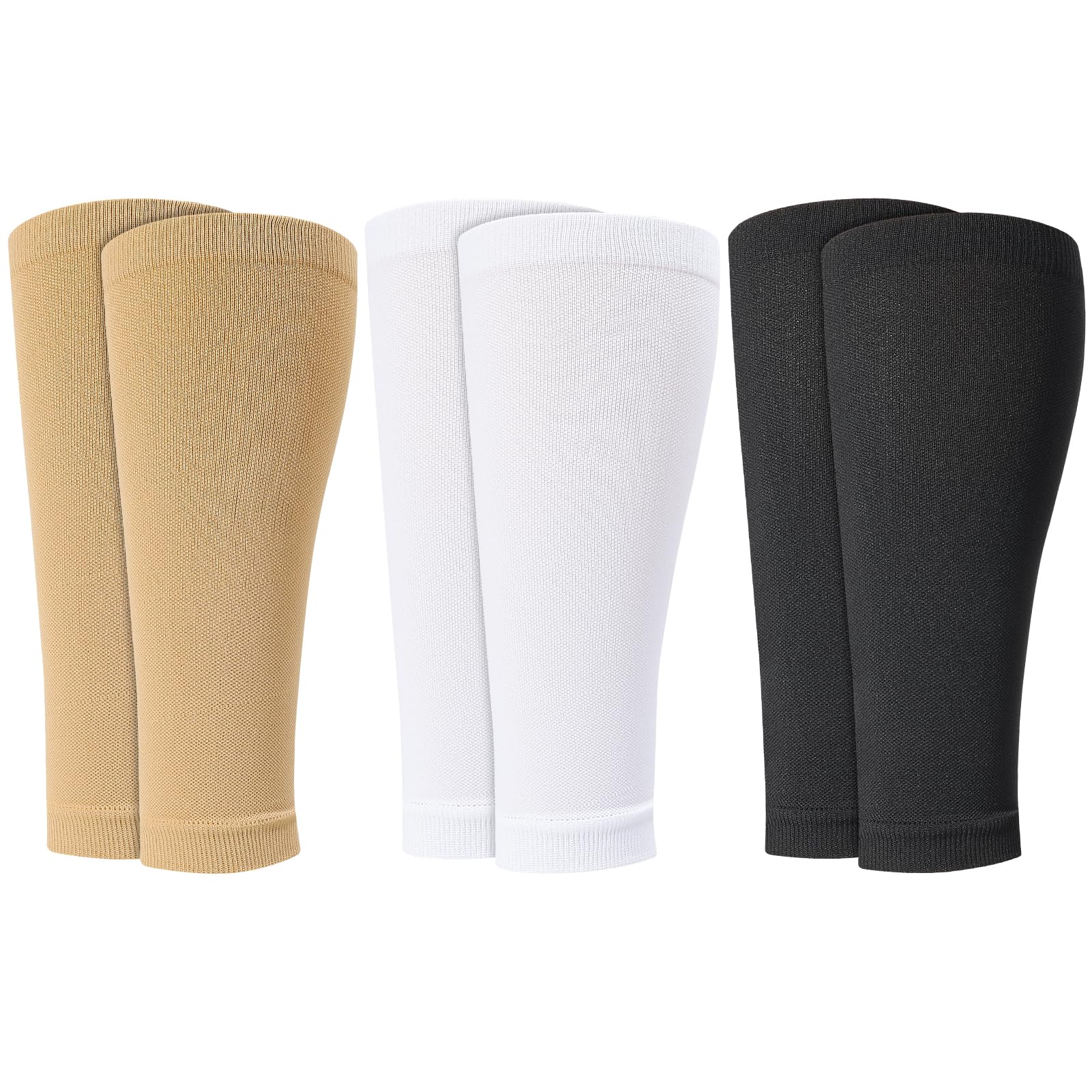 3 Pairs Compression Calf Sleeves(20-30mmHg), Calf Compression Socks Footless Compression Socks for Running, Air Travel, Cycling