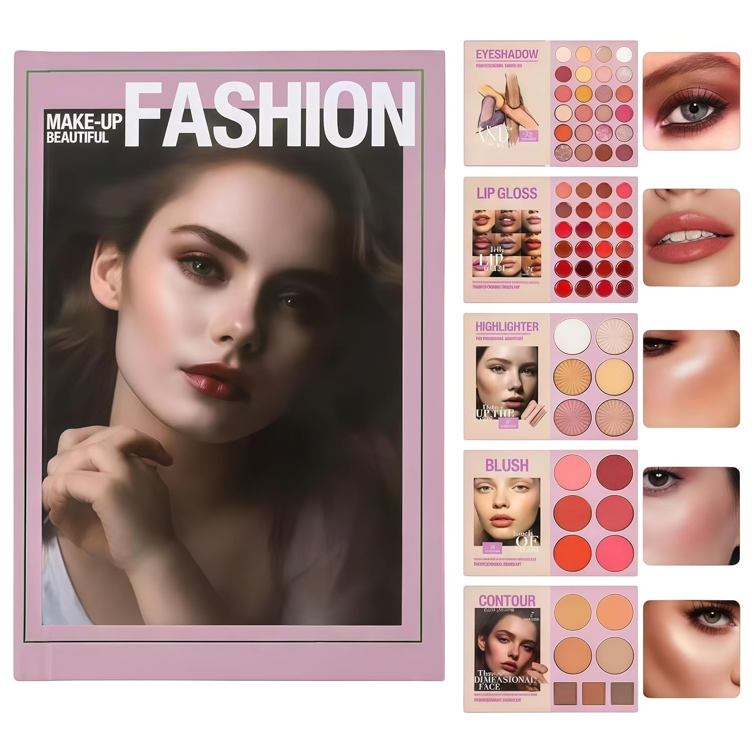 5-Layer Book-Style Makeup Palette with 67 Pro Shades, Highly Pigmented Makeup Palette, Solution Combining Eyeshadow & Highlight & Blush & Contour Products for a Full Face Transformation (B)