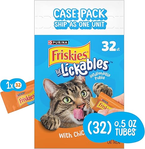 Miniatura 9 de Purina Friskies Lil' Lickables - Golosinas para gatos con pollo para lamer  16 onzas (paquete de 32)