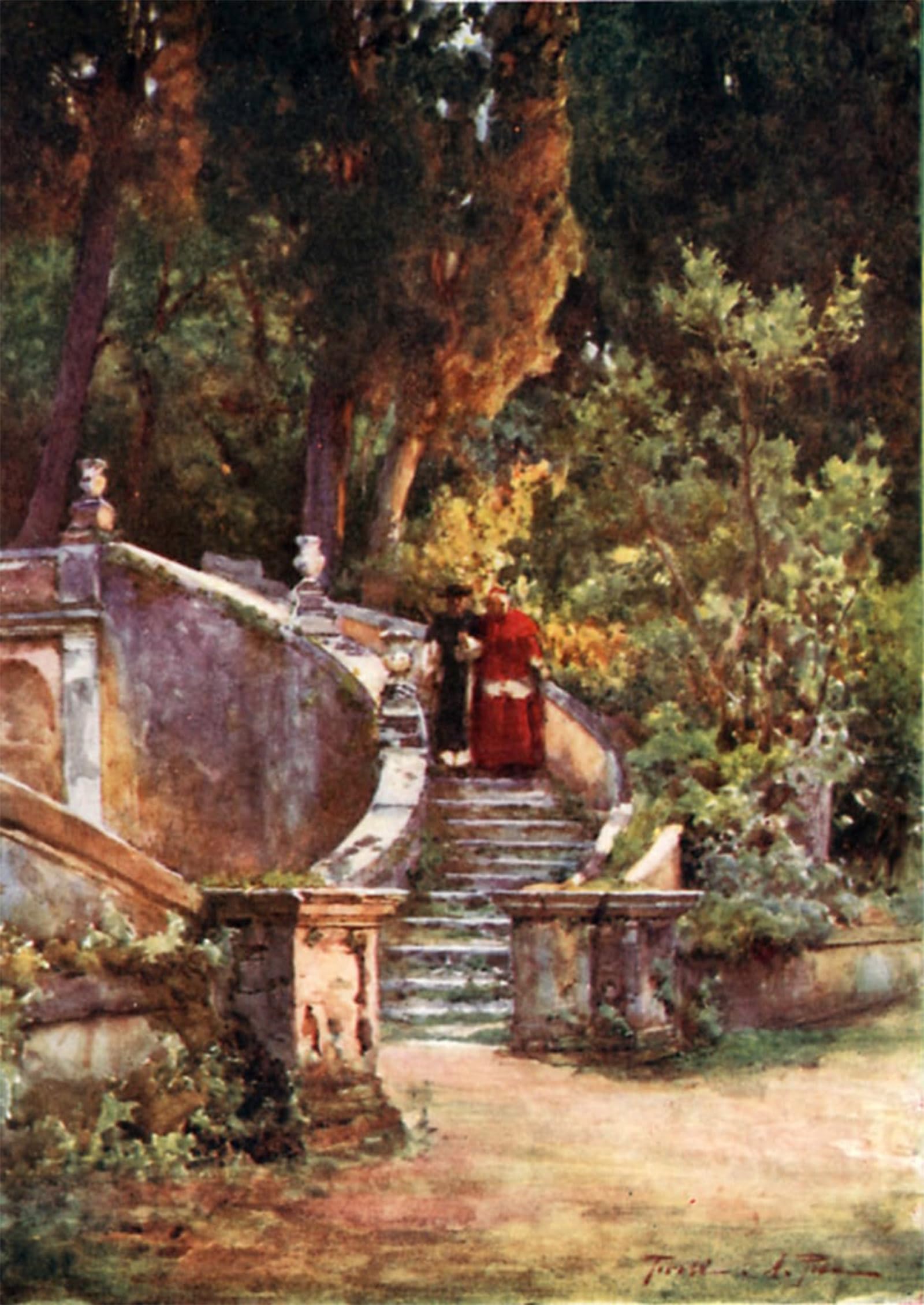 ARTXLXXBN Famous Print Painting Colorful Art Print a Cardinal in Villa D'este by Alberto Pisa Canvas Art Decorations for Home Decor 60x90cm