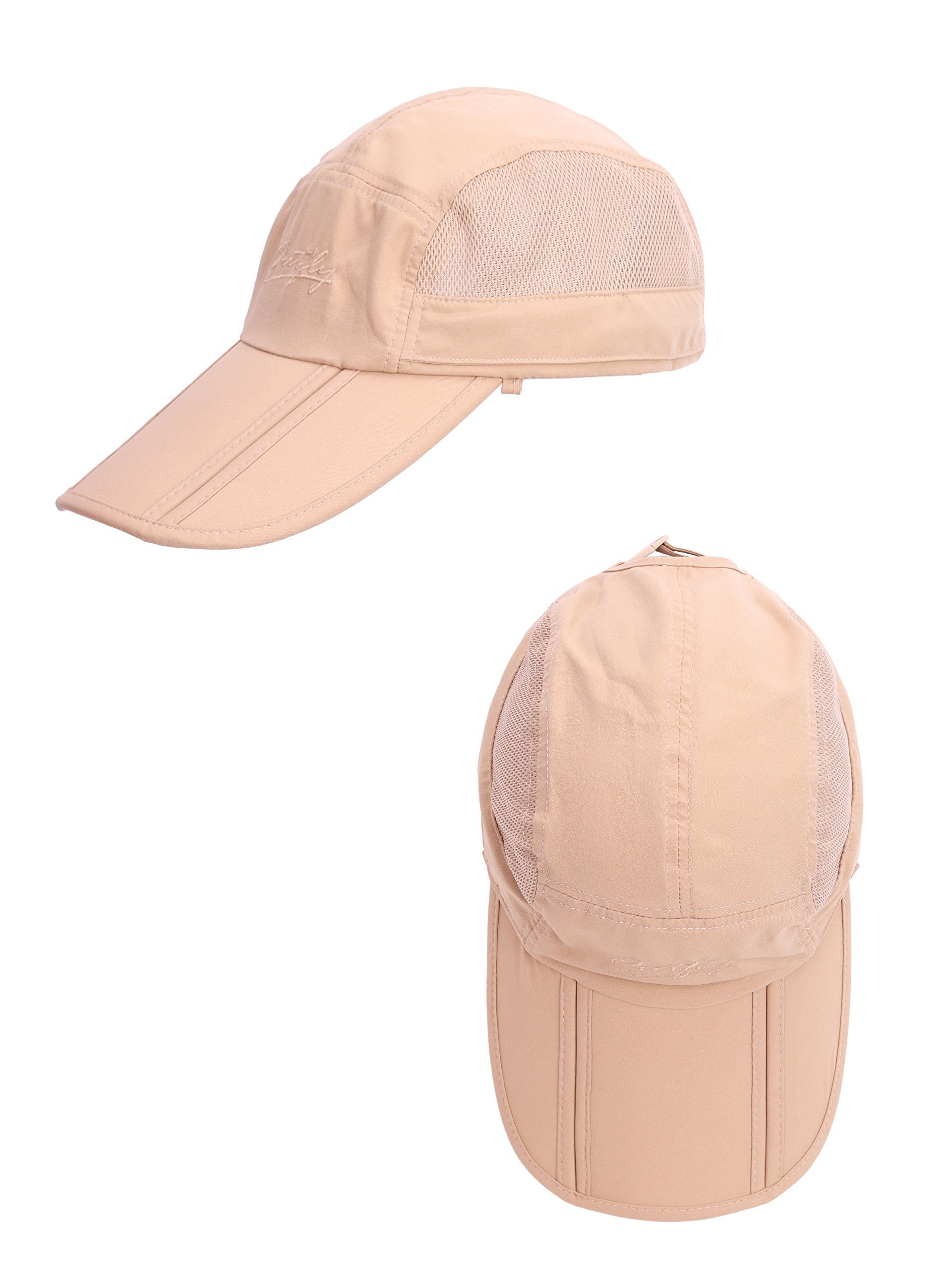 Unisex Safari Cap z bardzo długą ochroną karku, ochrona przed promieniowaniem UV, składana czapka baseballowa na kemping, do aktywności na świeżym powietrzu, dla obwodu głowy 50-54 56-60