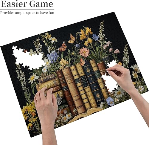 Miniatura 4 de Flores y libros, rompecabezas para adultos de 500 piezas, rompecabezas de madera, lluvia de ideas para adultos y decoración del hogar, ideal para