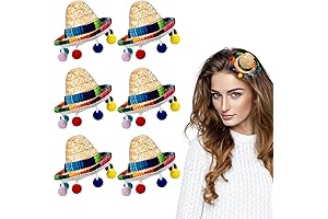 6 Pieces Mexican Party Hat Hair Clip Mini Sombrero Hats for Kids...