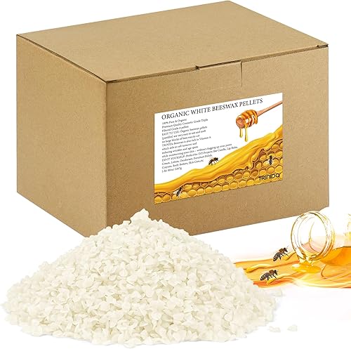 TRINIDa Gránulos de cera de abejas de 5 libras (80 onzas), 100% gránulos de cera de abejas orgánicas blancas para velas de bricolaje, cera de abeja
