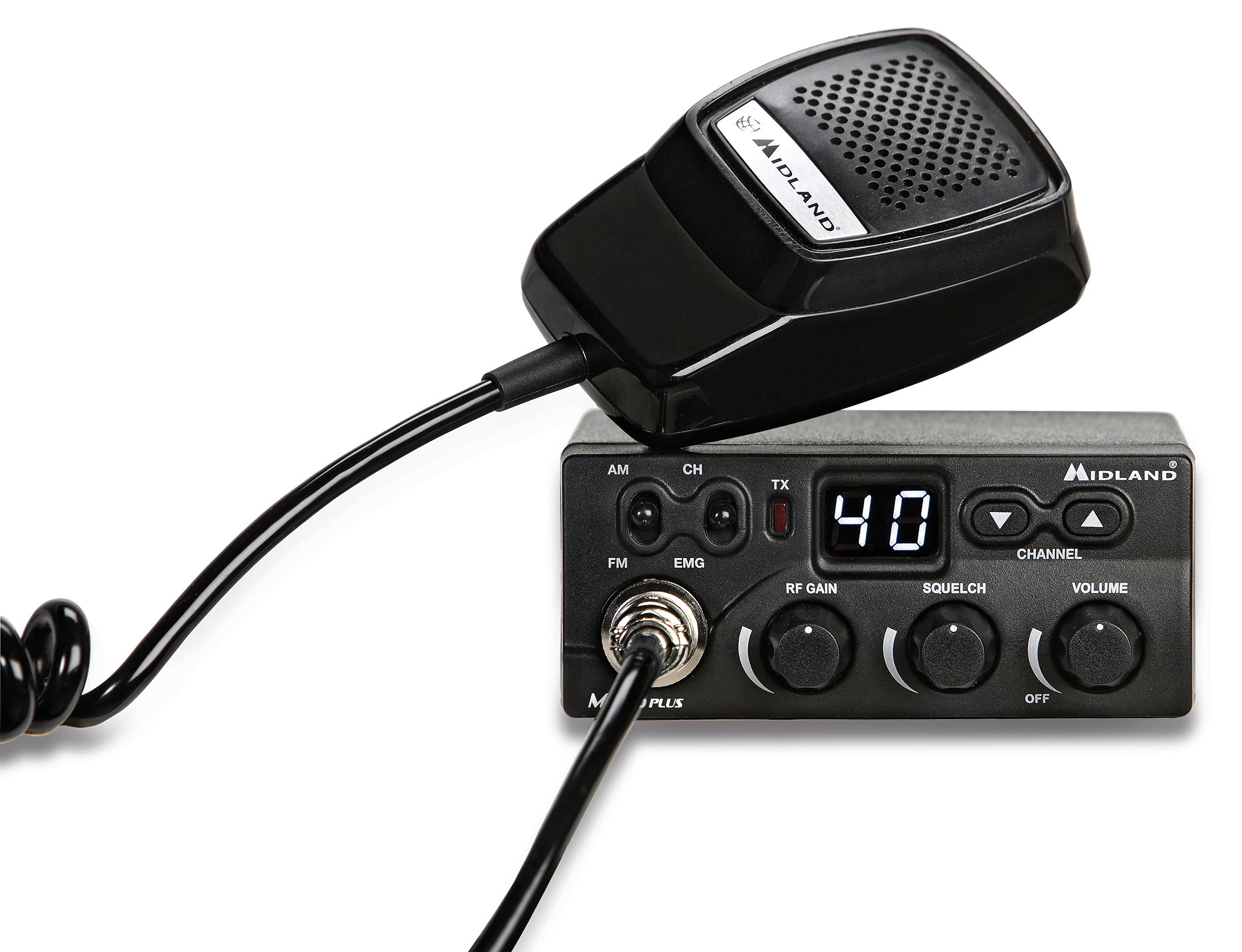 Midland M Zero Plus - CB Radio Vehicle Transceiver 40 AM/FM Channels, CB Radio with 4 Pin Microphone