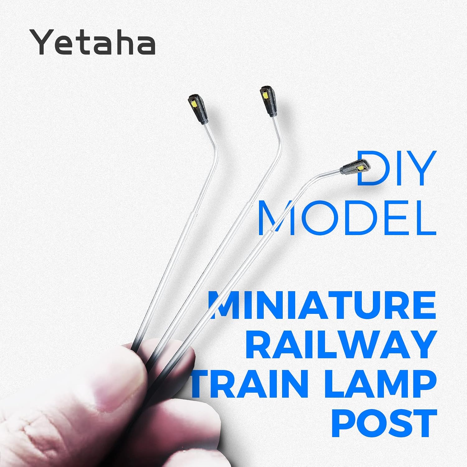 Yetaha 20Pcs Model Railway Train Model Street Lights, LED Dual Lampposts, HO OO Scale, Dual Heads Gauge Model Street Light Layout, LEDs Light 3V Train Scenery Miniature Accessories