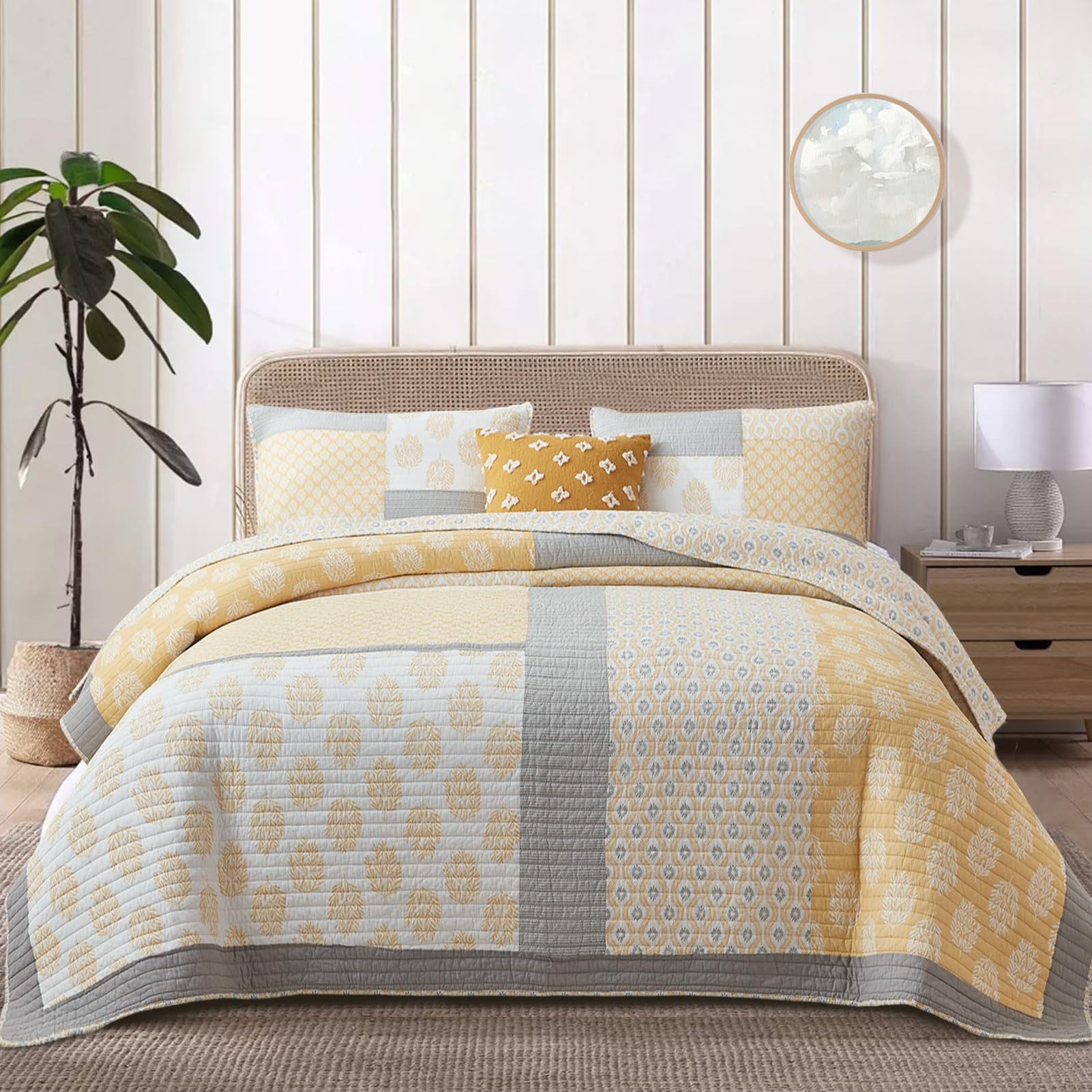 Cinefoso Quilts Queen Size 100 Cotton Floral Quilt Set