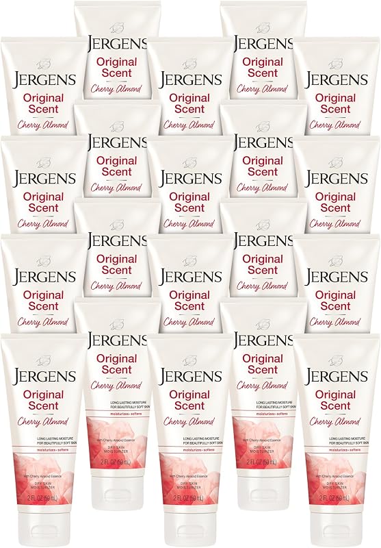 Original Scent Dry Skin Body Lotion, Hand and Body Moisturizer, Cherry Almond Essence, Dermatologist Tested, 2 Oz, Pack of 20